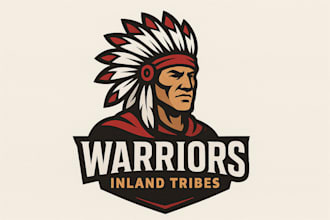 design super beautiful warriors inland tribes mascot logo just for you