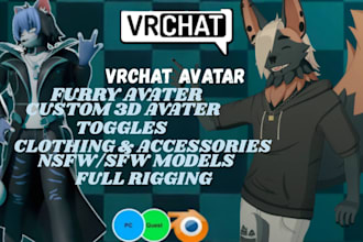 do custom vrchat avatar furry nsfw avatar 3d vroid character vr avater fursona