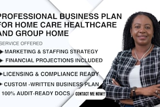 write detailed startup business plan for home care, healthcare, group home