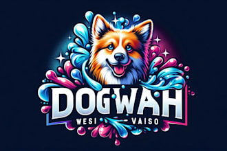 make a cute super logo badass dog wash for brand identity and business