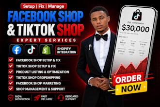 do tik tok shop setup, facebook shop, shopify dropshipping store