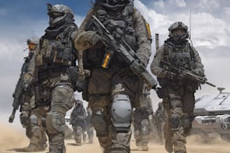 create realistic military, war, or sci fi illustrations