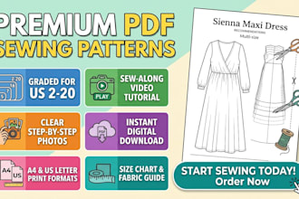 create digital PDF sewing patterns for home printing