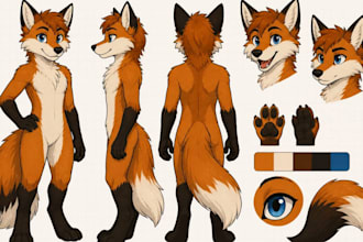 draw furry ref sheet,  furry art  ref sheet of fursona character reference sheet