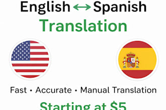 translate english to spanish or spanish to english professionally