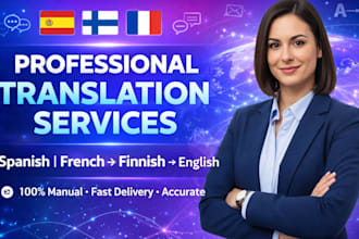 expertly translate your spanish french finnish cultural book to adept english