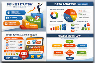 design business infographic, data visualization, flow chart, amazon image graph