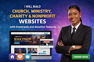 design church website, ministry website with wix or wordpress or squarespace