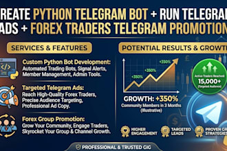 create a python telegram bot run telegram ads forex traders telegram promotion