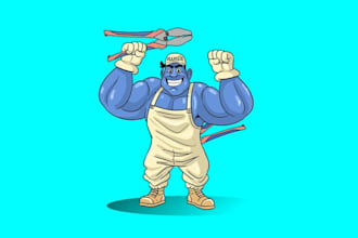 design cartoon character electrician plumber logo