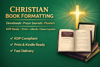 format christian books,devtional, prayer journal, daily planner for amazon kdp