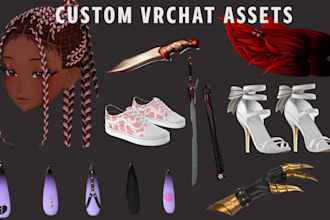 create 3d assets, props, accessories, weapons, outfits, clothing for vrchat