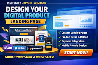 stan store setup design digital product landing page payhip gumroad website