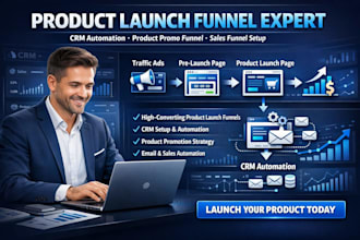 set up product launch sales funnel crm automation product  promo funnel