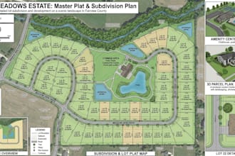design plat map, estate map, lot subdivision and 2d 3d site plan