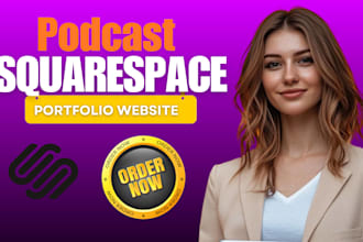 responsive podcast squarespace website, host bio newsletter portfolio website