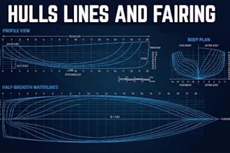 design and fair hull lines for ships, yachts, catamarans and boats