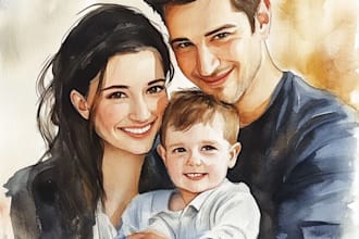 create a watercolor family portrait