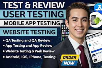 do user testing and review qa testing and ios app review or android app testing