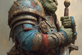 create epic warhammer 40k style illustration and grimdark character art