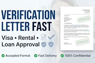 write a professional comfort letter or verification letter for visa landlord