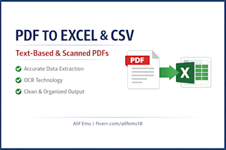 convert PDF to excel or CSV with accurate data extraction