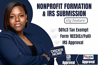 prepare and file irs form 1023 or 1023ez as a licensed CPA