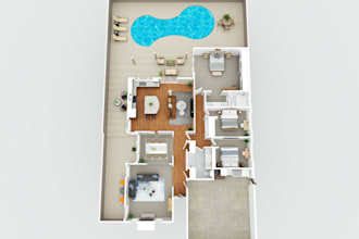 create a professional furnished 3d floor plan from your 2d drawing