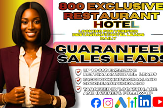 700 exclusive restaurant leads, eatery leads, hotel leads, b2b, facebook ads
