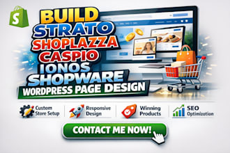 build strato shoplazza caspio ionos shopware wordpress store landing page design