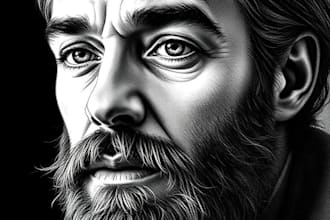 create a sketch a custom charcoal drawing, pencil portrait from photo