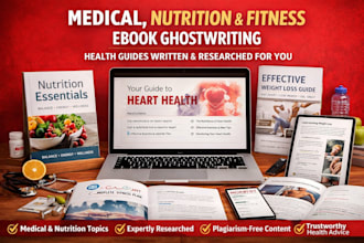 write medical ebook, nutrition guide, health or fitness ebook, ebook ghostwriter