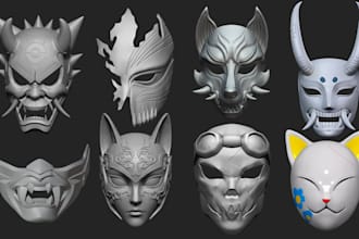 sculpt custom 3d anime mask model cosplay mask 3d helmet stl file anime mask