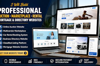 auction website design, bidding platform, multivendor marketplace, car rentals