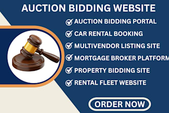 design auction, bidding, multivendor, listing, mortgage website, car rental