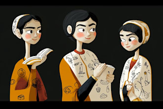 doodle illustration with unique background