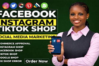 set up tiktok shop, facebook shop, instagram shop or shopify dropshipping store