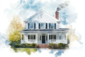do handmade watercolor painting of house,