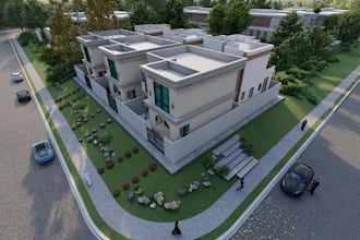 zone 3d community visualization,housing creation, palmview estate,complex render