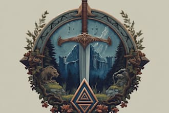 draw a medieval, fantasy, rpg gaming logo