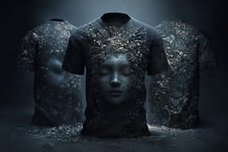 draw a custom dark surrealism for apparel