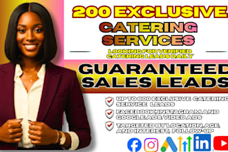 200 exclusive catering service leads, chef leads catering leads, facebook ads