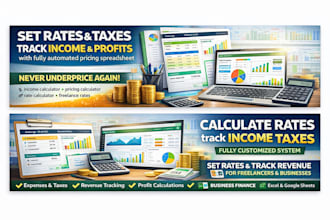 set your rates, taxes, track income, profits with automated pricing spreadsheet