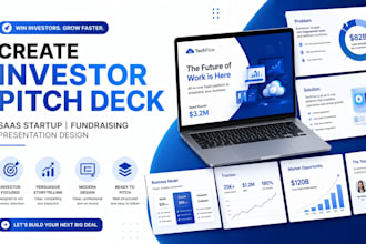 create investor pitch deck, saas startup, fundraising presentation design