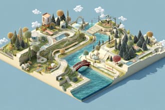 draw vector map or isometric map in illustrator