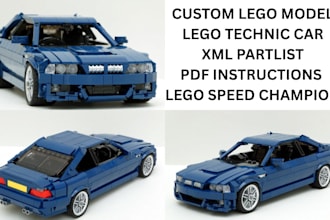 design 3d lego design set, moc, lego technic bike, car, toy with pdf instruction