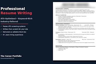 write an ats optimized resume or CV that gets results