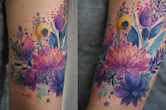 custom a watercolor tattoo design