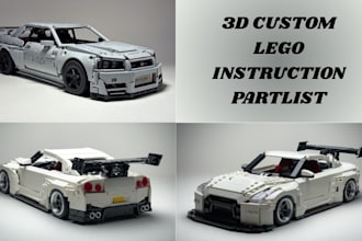 design 3d printable lego model, cars and custom lego sets with pdf instruction