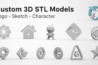 convert 2d image, sketch or logo to 3d stl model for 3d printing